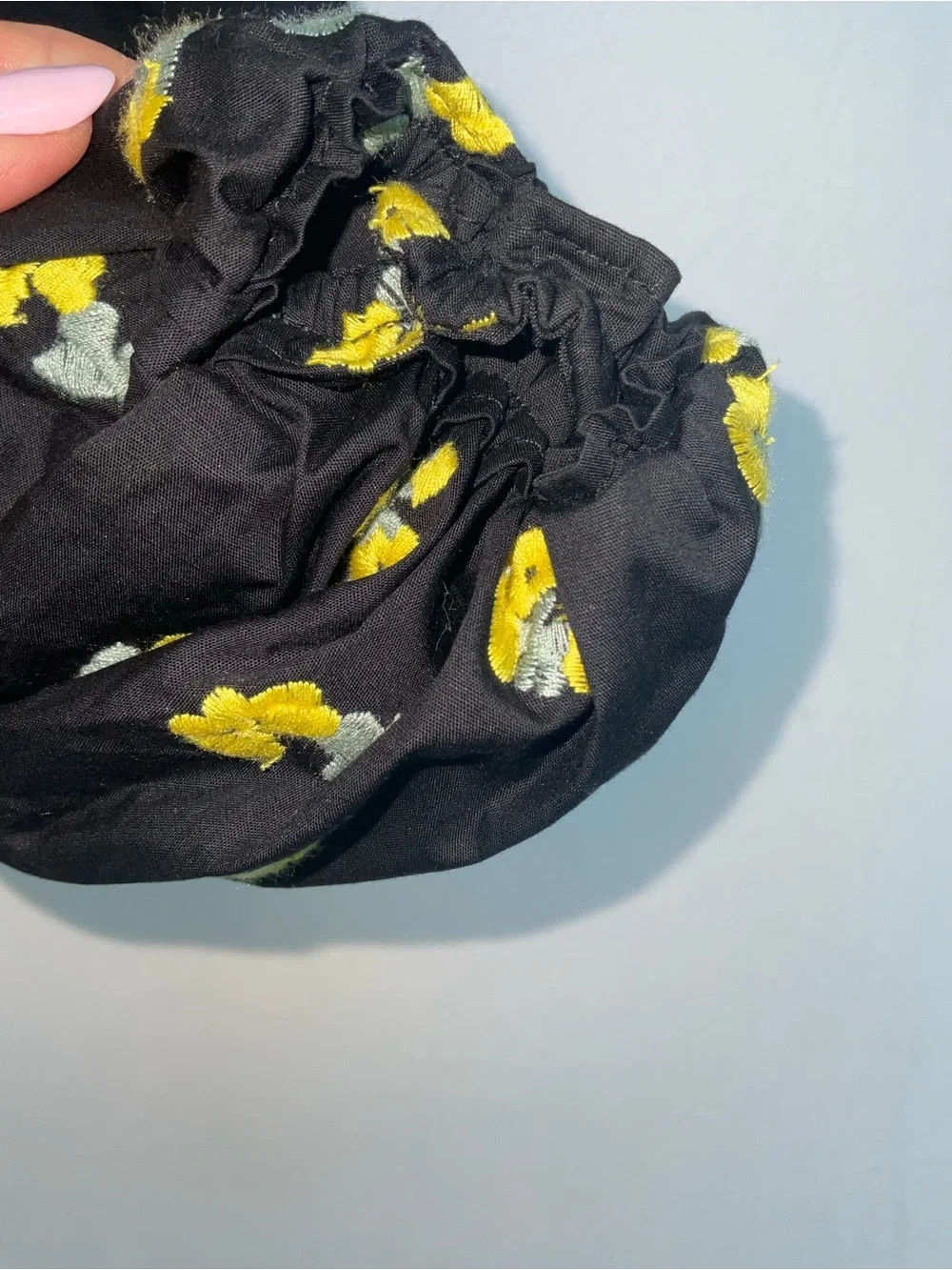 Sister Jane Black Smocked Blouse with Yellow Floral Print